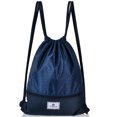 thumbnail image 1 of Costway Drawstring Backpack String Bag Folding Sports Sack w/Zipper Pocket Blue, 1 of 10