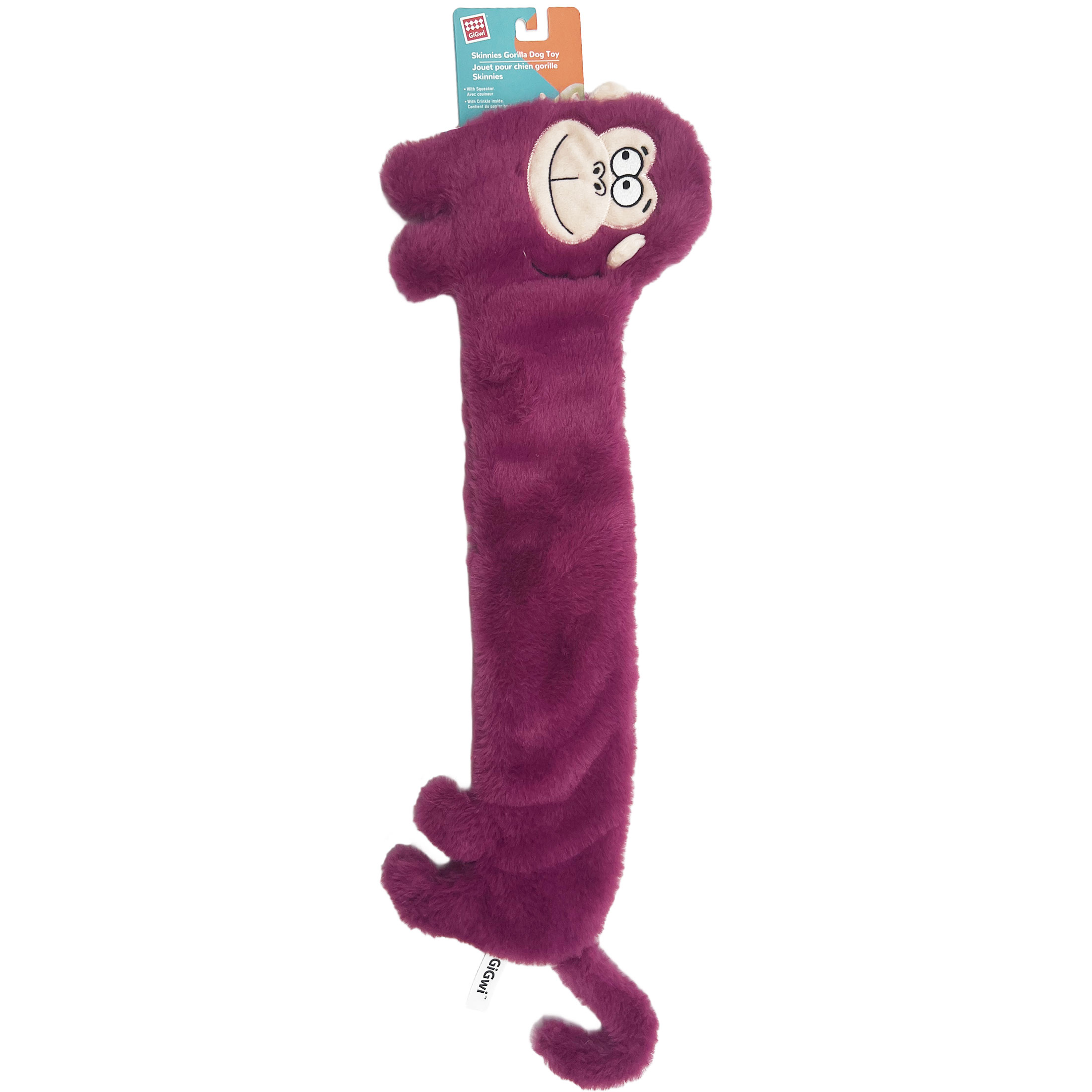 GiGwi 21.5" Squeaker Skinnies Gorilla jouet pour chien