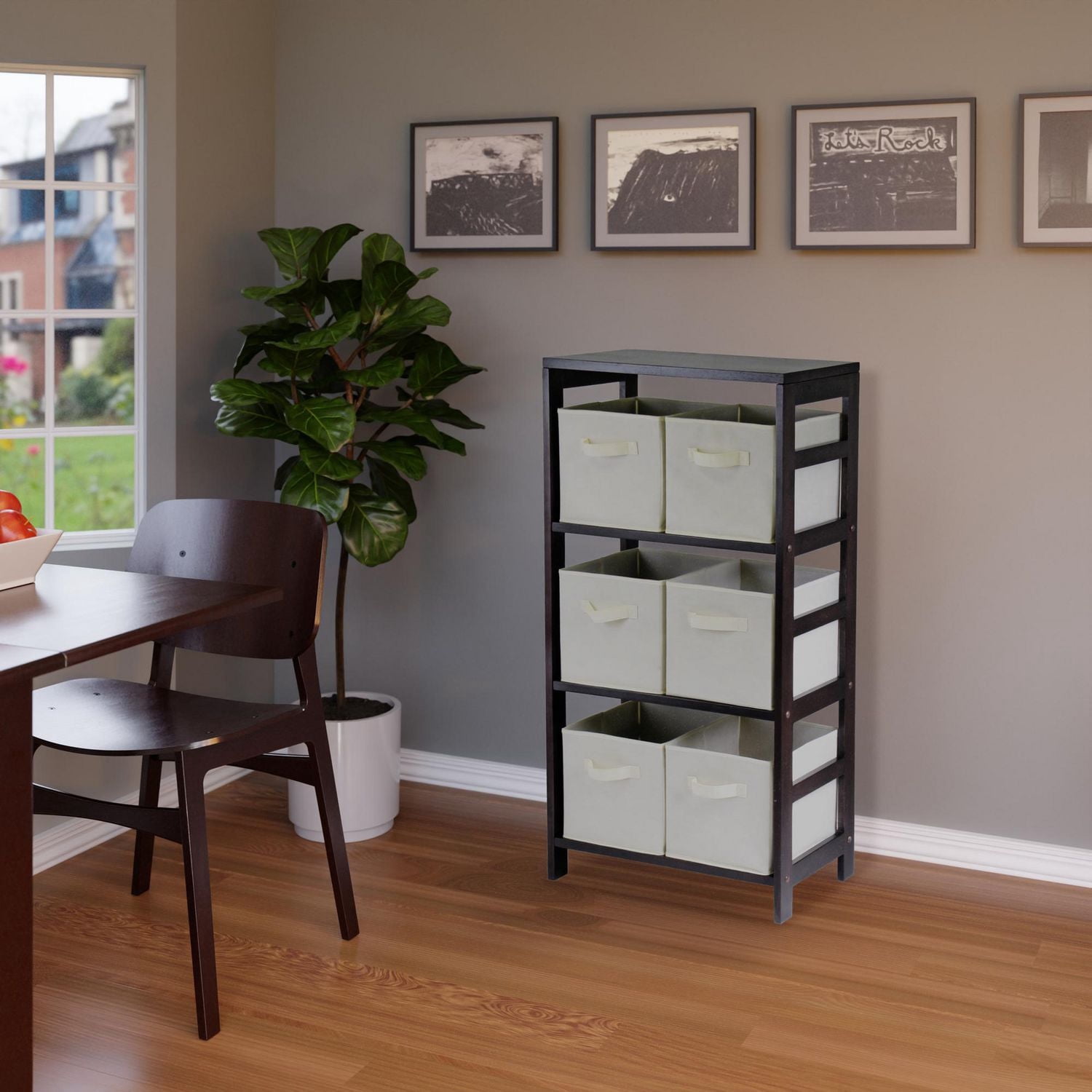 Winsome Capri 7pc Storage Shelf, Espresso/Beige Finish - 92851