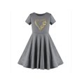 thumbnail image 1 of Robe Fille Gris Papillon Cœur Saint-Valentin Coton Doré 6 Ans, 1 of 8