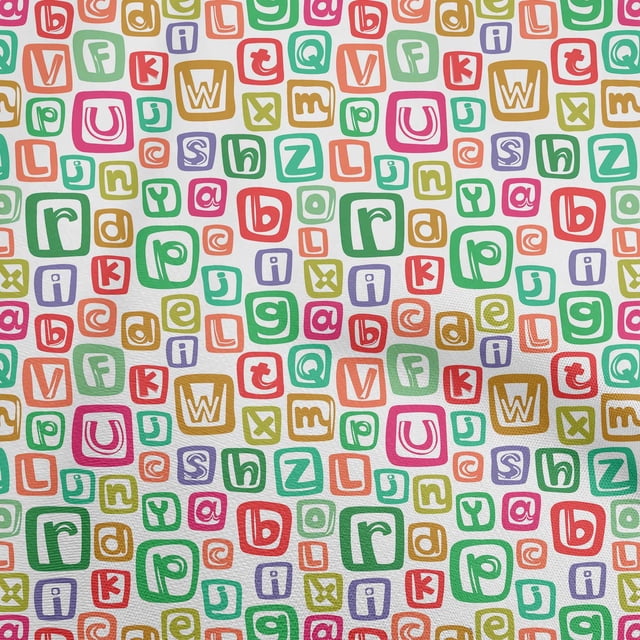 oneOone Rayon Green Fabric Kids Alphabet Craft Projects Decor Fabric Printed By The Yard 56 Inch Wide