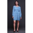 thumbnail image 4 of Bimba Robe Midi Décontractée à Manches Longues Imprimée Teinture sur Nœuds Bleu Dégradé pour Femmes - Petite, 4 of 7