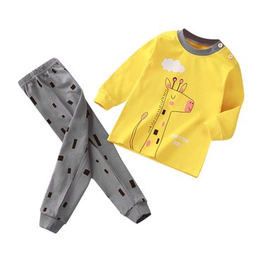TBWNWG Boys Outfits & Set Toddler Cartoon Print Long Sleeve Pajamas Sleepwear for Kids Comfortable Soft Wearable Night Attire,Sizes 6-12 Months