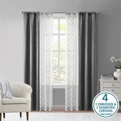 Ensemble de rideaux occultants métalliques Mainstays, vert sauge, 27,5" l x 84" L