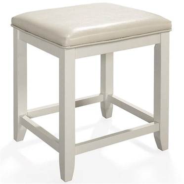 Pemberly Row Tabouret de Coiffeuse Contemporain en Similicuir Blanc