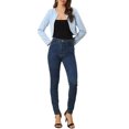 thumbnail image 2 of INSPIRE CHIC Boléro Ouvert pour Femme, Ourlet Arrondi, Cardigan Court, Bleu Pâle, TP, 2 of 5
