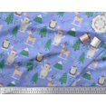 thumbnail image 2 of Soimoi Blue Poly Georgette Fabric Bear & Reindeer Cartoon Print Sewing Fabric Yard 52 Inch Wide, 2 of 5