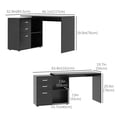 thumbnail image 3 of HOMCOM L-Shaped Straight Computer Desk w/ Storage Home Office Table, Black, 3 of 10