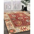 thumbnail image 2 of Ahgly Company Tapis d'Intérieur Carrés Abstraits Rouges Orientaux, 7 Pieds Carré, 2 of 6