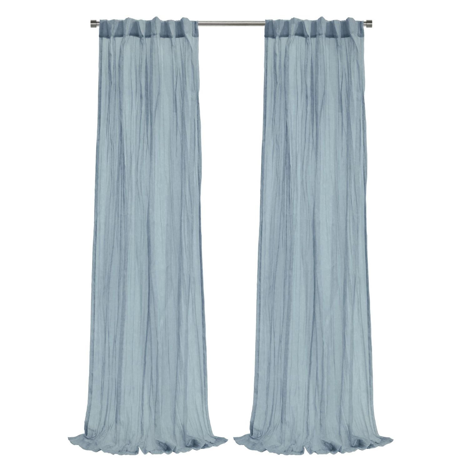 Loft Living Peoria Transparent Double Tetiere panneau de rideau 52 x 95 in Bleu