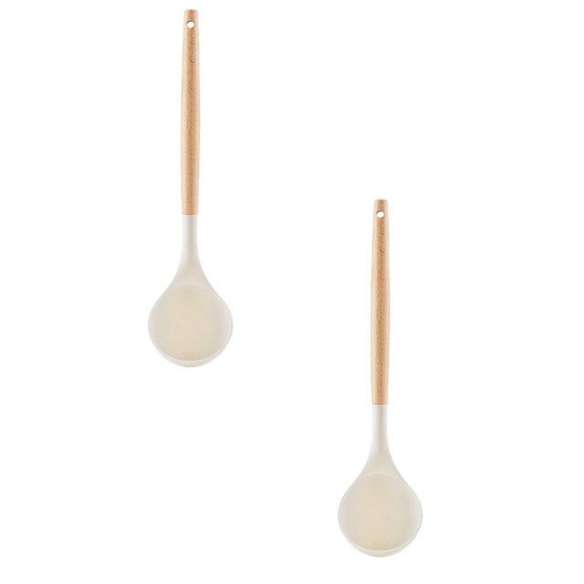 Oleegame 2PC Kitchen Utensils Set Kitchenware Spatula Heat Silicone Spatula Household Soup Spoon Food Grade Stir Fry Scoop Omelette Frying Scoop Set Combination