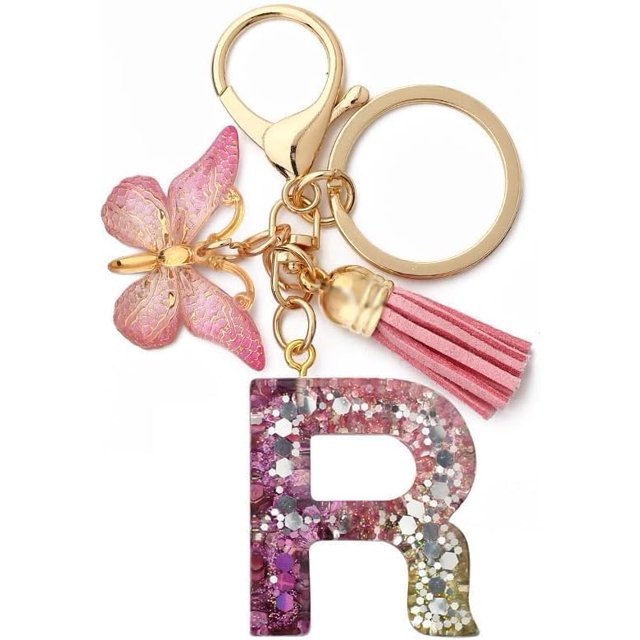 Letter Keychain,26 Letters A-Z Decorative Letter Keychain,Name Keychain for Women Girls Men Teenager Gift