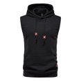 thumbnail image 1 of Pompotops Homme Décontracté Uni Chandail à Capuche Sans Manches Chandail à Capuchon Chandail Débardeur Blouse en Solde, 1 of 8