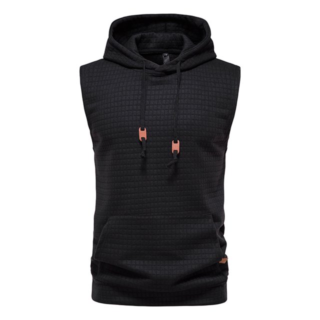Pompotops Homme Décontracté Uni Chandail à Capuche Sans Manches Chandail à Capuchon Chandail Débardeur Blouse en Solde
