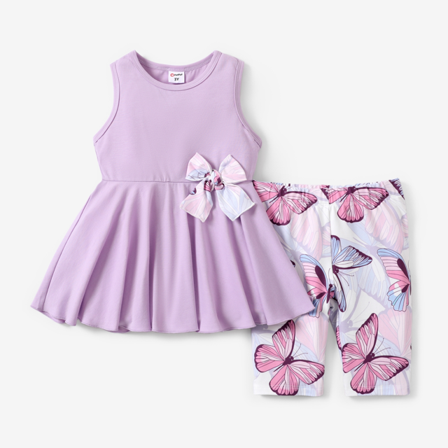 PatPat Sweet Girls 2pcs Plants and Floral Polyester/Cotton Set