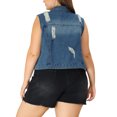 thumbnail image 3 of Agnes Orinda Women's Plus Size Casual Button Sleeveless Denim Vest Jacket 4X Blue Ripped, 3 of 7