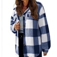 thumbnail image 5 of Timegard Womens Jacket Plus Size Plaid Stand Collar Button down Fleece Hooded Jacket Winter Fuzzy Warm Coat, 5 of 5