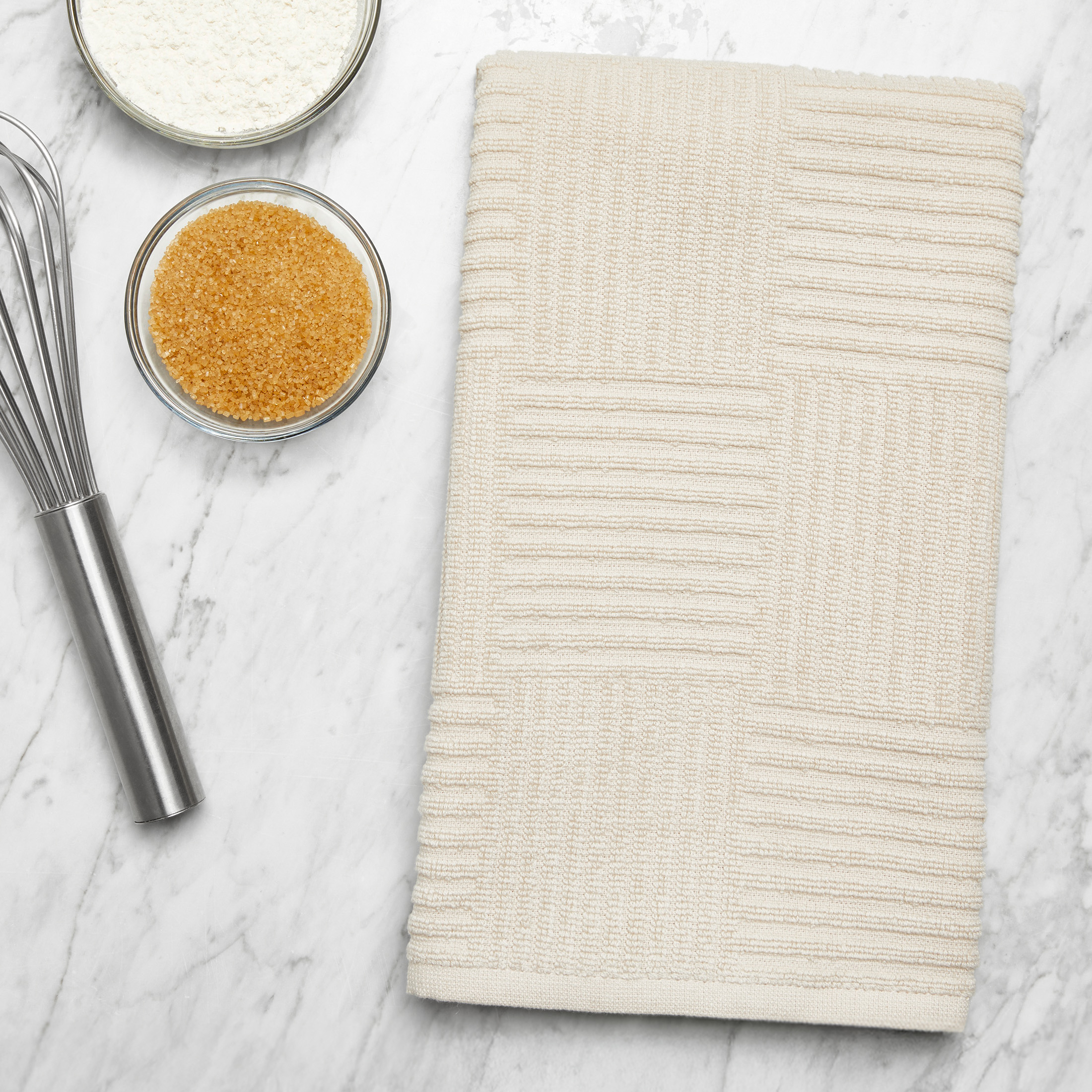 Mainstays SQ Rib Weave Kitchen Towels, 15"x25", Tan