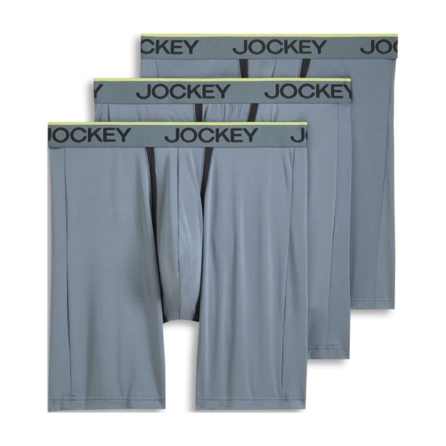 Jockey Men's Chafe Proof Pouch Microfiber 8.5" Long Leg Boxer Brief - 3 Pack