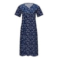 thumbnail image 4 of zanvin Robes de Mode pour Femmes Été Imprimé Décontracté Col en V Bouton Manches Courtes Vacances Poches Robe, Bleu, 4 of 5