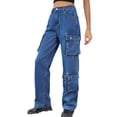 thumbnail image 1 of YTDSCS Womens Cargo Pants with Multi Washed Sweatpants Spring Fall Casual Jeans Trousers Cargopants for Women's S-2XL, 1 of 7