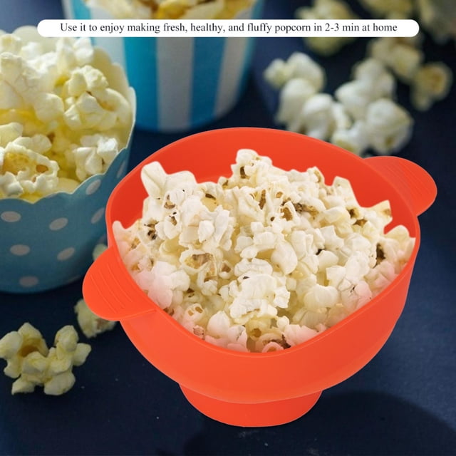 Popcorn Bucket With Lid, Eco-Friendly And Safe Red Popcorn Bucket With Handle, Silicone Material For Microwave Kitchen Supplies Popcorn Tool Oven