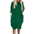 thumbnail image 1 of Pompotops Robe Ample pour Femmes avec Poches, Col pour Dames, Hauts Longs Décontractés, Robe Grande Taille en Solde, 1 of 4