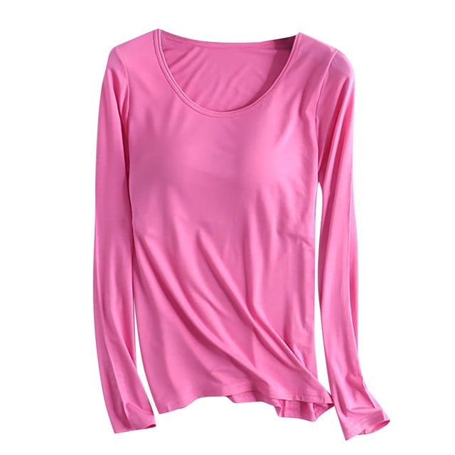 FAIWAD Pyjama pour Femmes à Manches Longues, Col Rond, Haut de Pyjama Confortable et Doux, Couleur Unie, Vêtement de Nuit