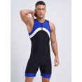 thumbnail image 4 of Sxiwei Men's Sun Protection Jumpsuit Sleeveless Rash Guard Zipper Bodysuit Swimwear Surfing Bathing Blue XXL, 4 of 7