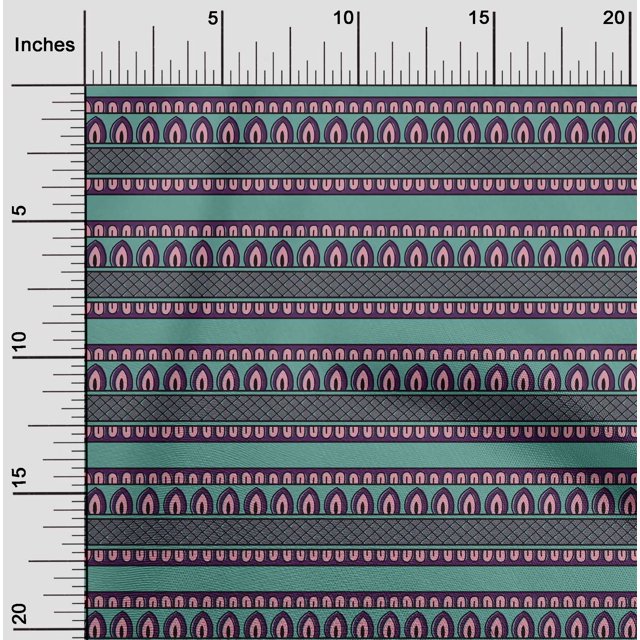 oneOone Polyester Lycra Fabric Ethnic Block Printed Craft Fabric BTY 56 Inch Wide