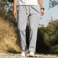 thumbnail image 2 of Pisexur Sweatpants for Men High-end Fabric Work Pants for Men Solid Color Drawstring Elastic Waistband Straight Leg Pants Gray,M, 2 of 8