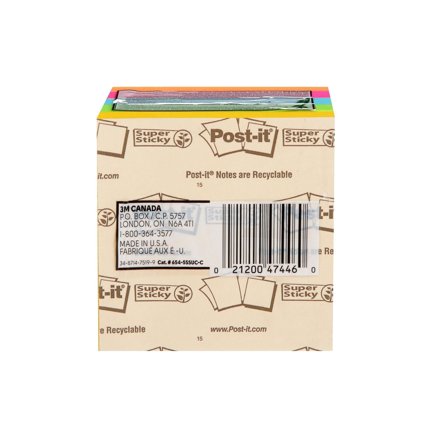 Post-it® Super Sticky Notes 654-5SSMIA-C RP, Miami Collection