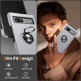 thumbnail image 3 of KOMI for Google Pixel 8 Case, Slim Fit Case for Pixel 8 with Ring Holder Kickstand [Military Grade Drop Tested] [TPU+PC] Dual Layer Shockproof Protective Phone Case for Google Pixel 8, Silver, 3 of 5
