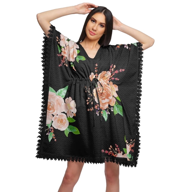 Moomaya Printed Bikini Cutwork Lace Caftan Kaftan Dresses For Women Plus Size