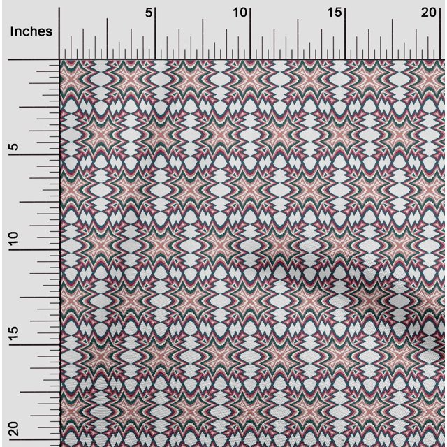 oneOone Polyester Lycra Fabric Ethnic Geometric Flame Stitch Print Fabric By The Yard 56 Inch Wide