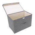 thumbnail image 4 of Boîtes de Rangement Pliantes en Tissu de Coton et Lin pour Cd, Bacs Pliables avec Couvercles et Poignées, 4 of 4