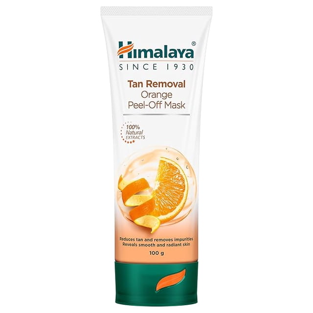 Himalaya Herbals Masque Pelable à l'Orange pour Enlever le Brun, tube de 100 g avec Tranches d'Orange et Graphiques Pelables sur l'Emballage. Ce Masque pour le Visage Pelable Présente des Extraits 100 % Naturels et Est Conçu pour Réduire le Brun et les Impuretés, Laissant la Peau Lisse et Éclatante.