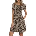 thumbnail image 1 of SMihono Robe d'Été Grande Taille pour Femmes 2023 Mode Décontractée Col Rond Couleur Unie Imprimée Manches Courtes, 1 of 6