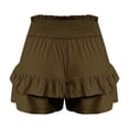thumbnail image 5 of Timegard Wide Leg Shorts for Women Elastic Waisted Smocked Ruffle Bottom Flowy Lounge Shorts Beach Wear, 5 of 5