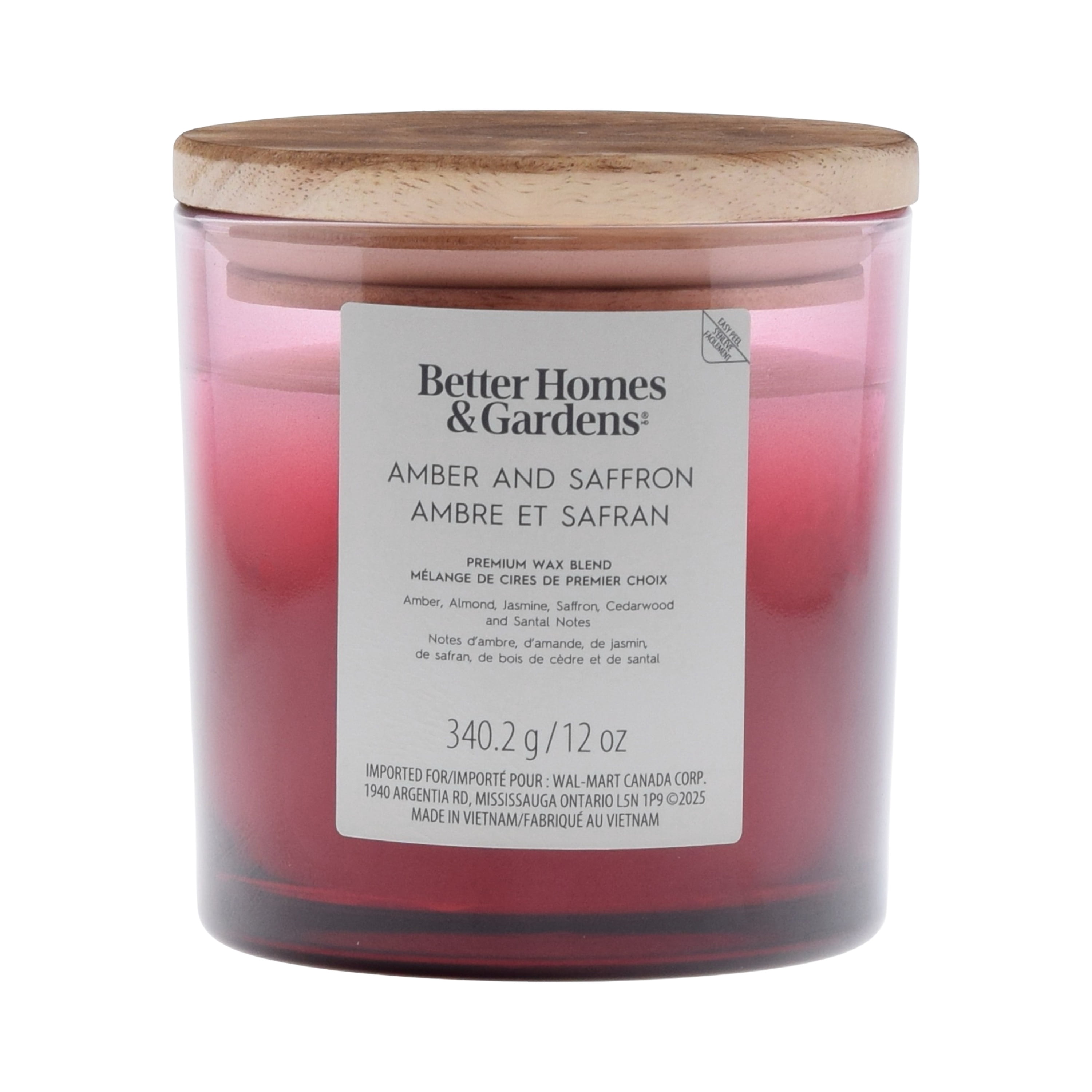 Bougie parfumée en pot ombré à 2 mèches à la cire de paraffine 12 oz Better Homes & Gardens, Ambre et safran