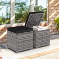 thumbnail image 1 of Costway 2PCS Patio Rattan Ottomans Seat Side Table Storage Box Footstool with Cushion Black, 1 of 10