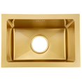 thumbnail image 4 of Gold Bar Prep Sink Mini Trumpet Kitchen Essential Sink 15 x10 Inch Rectangular Stainless Steel RV Utility Sink with Golden Drain Strainer Stopper, Single Bowl Undermount or Drop-In, 4 of 4