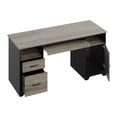 thumbnail image 3 of Bestier 59" Computer Desk with Drawers, Executive Desk with Storage Cabinet, Keyboard Tray for Home Office, Gray, 3 of 9