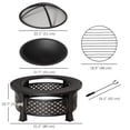 thumbnail image 3 of Outsunny Foyer Extérieur, Brasero Rond avec Filet de Gril, Couvercle en Maille, Bronze, 3 of 10