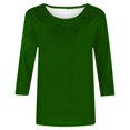 thumbnail image 5 of DPTALR T-shirt Ample Uni pour Femme, Blouse Mi-Longue à Manches 3/4, Col Rond, Hauts Décontractés, 5 of 5