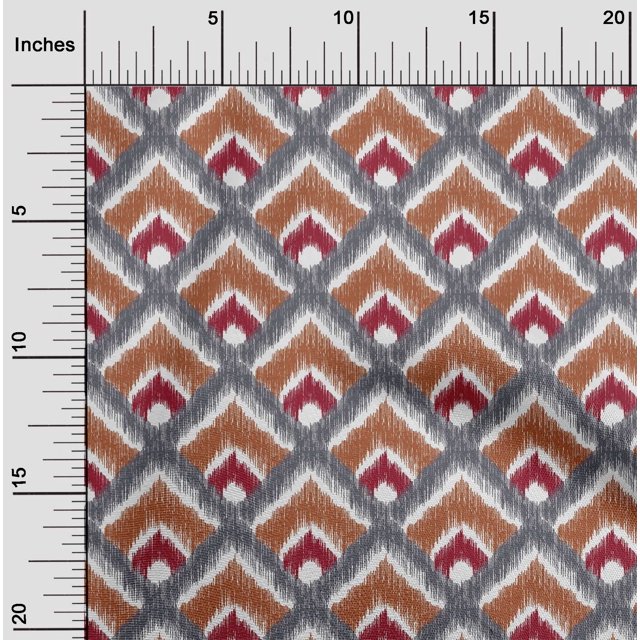 oneOone Organic Cotton Voile Fabric Argyle Style Ikat Decor Fabric Printed BTY 42 Inch Wide