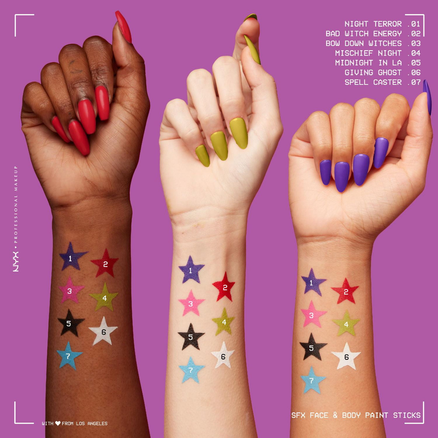 NYX PROFESSIONAL MAKEUP, Bâtons de peinture pour le visage et le corps SFX, Édition limitée Halloween, Formule en crème, Fini mat - BAD WITCH ENERGY