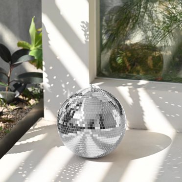 Yescom 12" Silver Large Disco Mirror Ball with Hanging Ring 70s 80s Party Wedding Bachelorette Groovy Photo Booth Retro Glam Nightclub DJ Stage