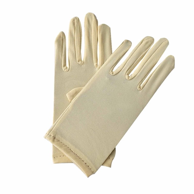 Beige Womens Gloves Solid Color Elastic Cycling Sun Protection Thin Style For Dance Practice Sports Outdoor Activity Protection Handwear Free Size