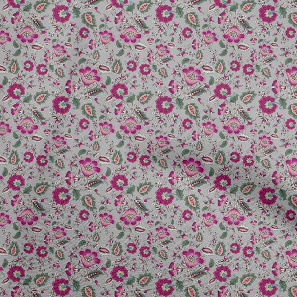 oneOone Cotton Flex Gray Fabric Asian Suzani Sewing Material Print Fabric By The Yard 40 Inch Wide